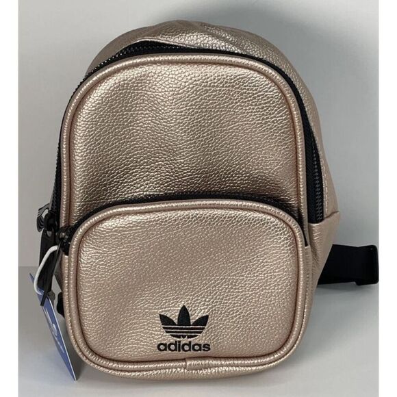 Adidas Originals CM3811 Mini PU Leather Backpack Light Rose Gold Pink New - Picture 1 of 13